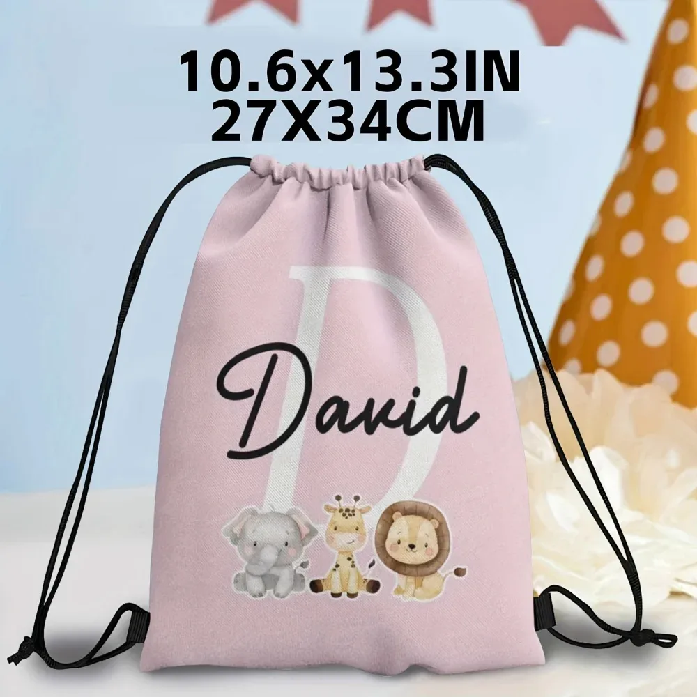 1 sac à dos à cordon personnalisé sur le thème des animaux mignons, 12 options de couleurs au choix, personnalisation du nom.
