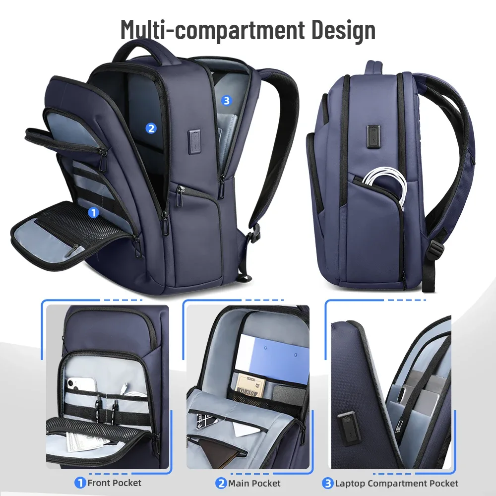 sac à dos de voyage d'affaires hk pour hommes, imperméable, sac à dos pour ordinateur portable de 17,3 pouces avec port usb, sac à dos décontracté pour le travail, l'université, sac pour ordinateur