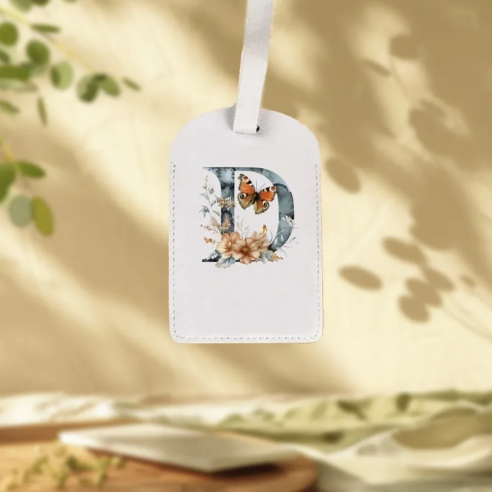 étiquettes de bagages blanches personnalisées adaptées aux valises, aux vêtements et aux bijoux - nom/logo/texte, 26 étiquettes florales et alphabétiques