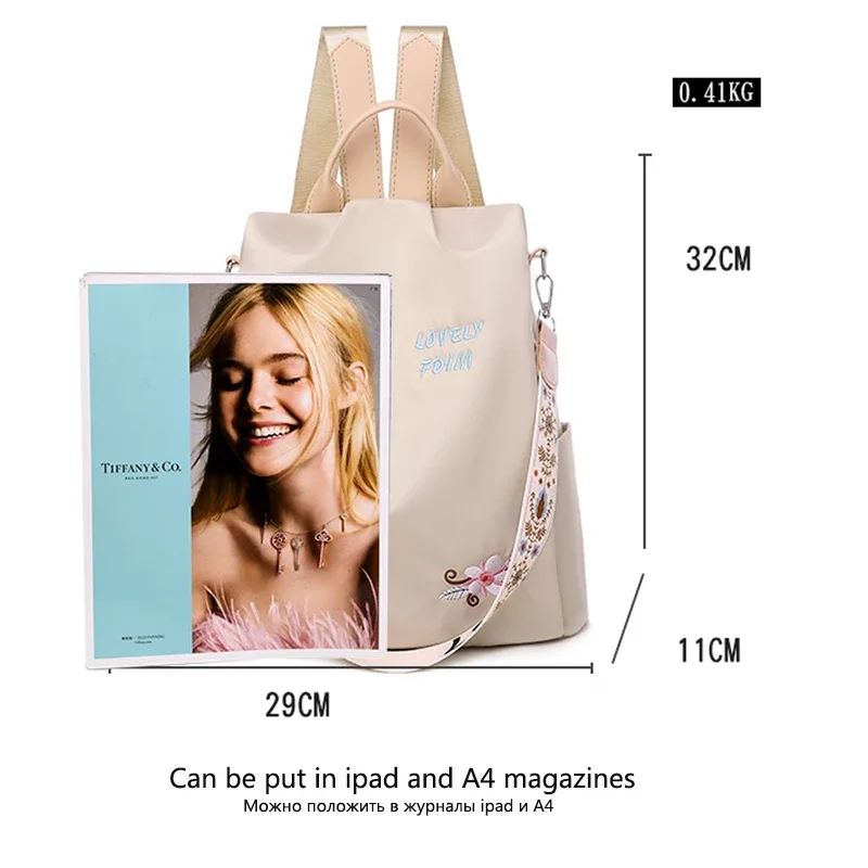 sac à dos oxford étanche pour femmes, sac à dos antivol à la mode, sac d'école imprimé de haute qualité, grande capacité, 2024