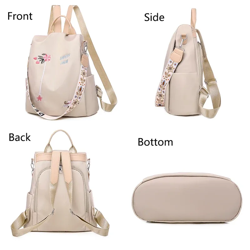 sac à dos oxford étanche pour femmes, sac à dos antivol à la mode, sac d'école imprimé de haute qualité, grande capacité, 2024