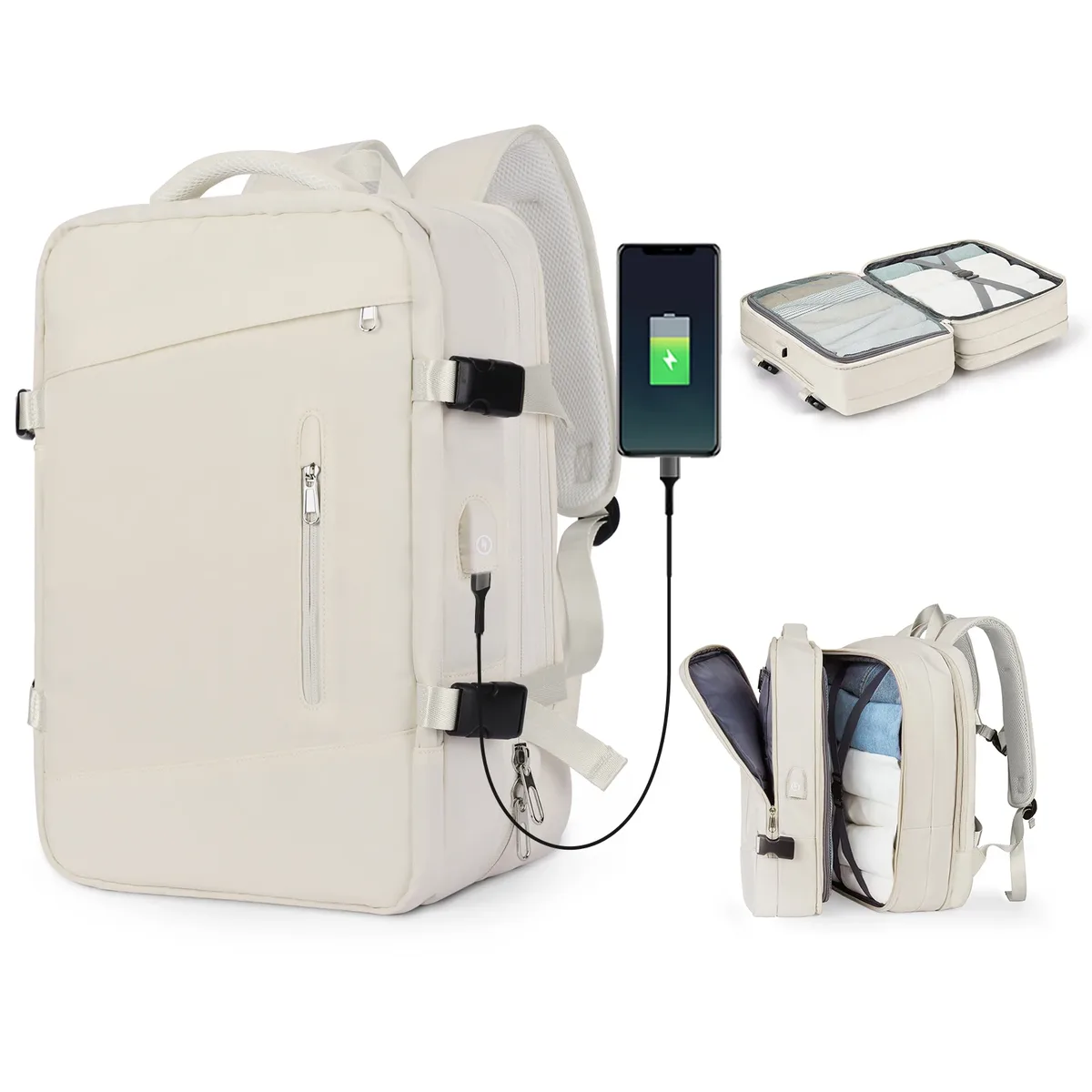 sac à dos de voyage pour ordinateur portable, sac à dos de transport extensible extra large de 25 à 40 l pour femmes et hommes, sacs à dos pour ordinateur portable résistants à l'eau