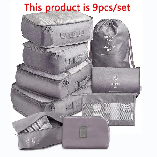 sacs de voyage en poudre pour soutien-gorge et chaussures, ensemble d'emballage de valise, étuis de rangement, 6/8/9 pièces/ensemble