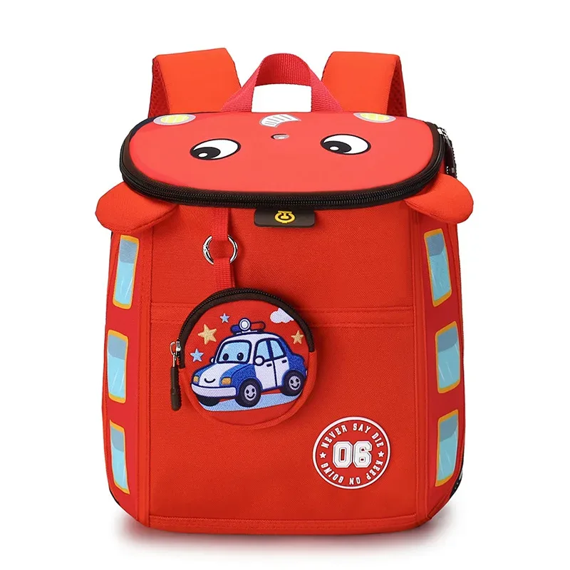 sac à dos léger en nylon pour élèves de maternelle, motif voiture de dessin animé mignon, sac à dos imperméable à double épaule pour enfants