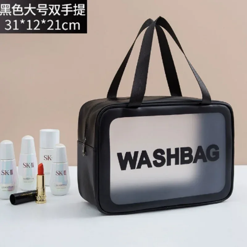 sacs à main de rangement de maquillage anti-poussière de grande capacité, sacs de voyage transparents en pvc à la mode, sac cosmétique portable étanche