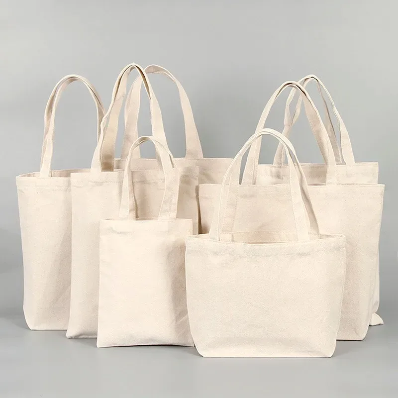 sac de courses réutilisable grande capacité pliant blanc sacs fourre-tout écologiques pliable toile épicerie sac à main pour femme sac à bandoulière
