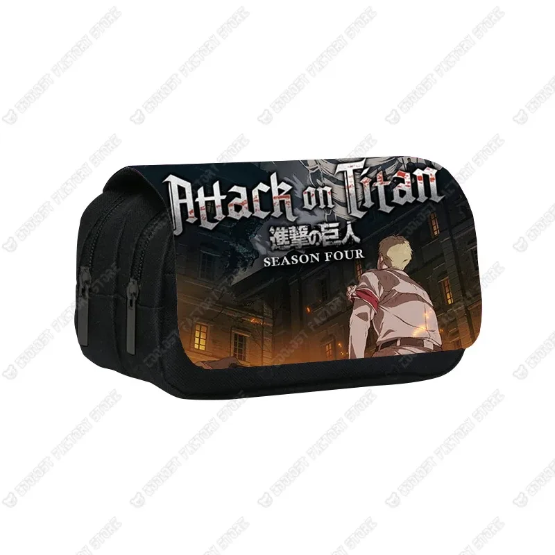 trousse à cosmétiques shingeki no kyojin, sac à stylos, levi eren, boîte à crayons, porte-brosse, étuis scolaires, anime attack on titan