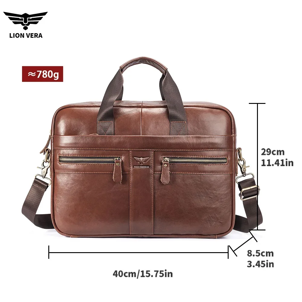 lion vera – porte-documents en cuir véritable pour hommes, sac à main de bureau portable pour ordinateur portable, sacs à bandoulière de haute qualité pour affaires
