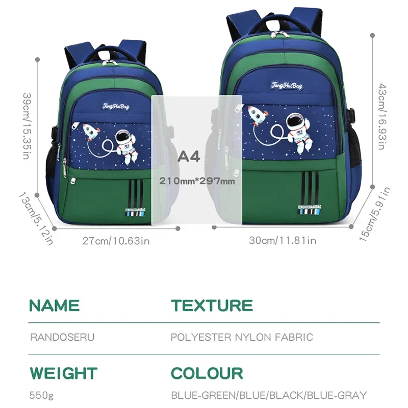 élèves du primaire cartable garçons 1,2,3,4,5,6 années 6-12 ans astronaute épaule sac à dos pour ordinateur portable étanche wea