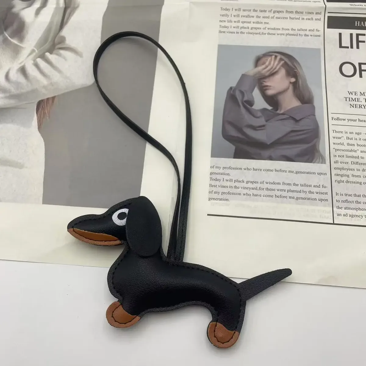 mini porte-clés en cuir pu en forme de chien teckel, décoration de sac à main, breloque pour sac à dos, cadeau pour hommes et femmes