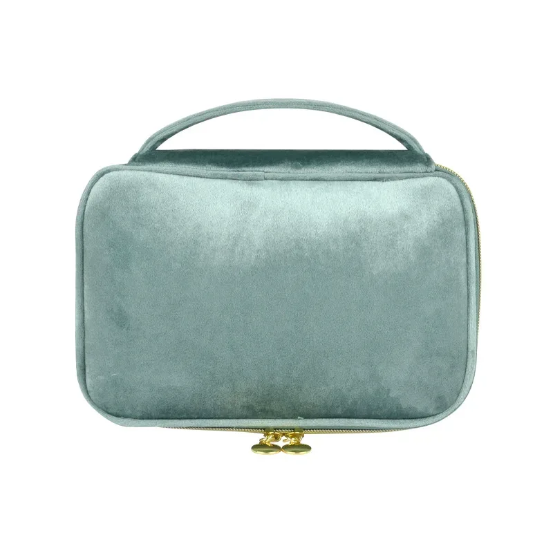 nouvelle trousse de maquillage en velours grande capacité, sac de rangement multifonctionnel portable pour voyage et toilette, pochette cosmétique en velours à main