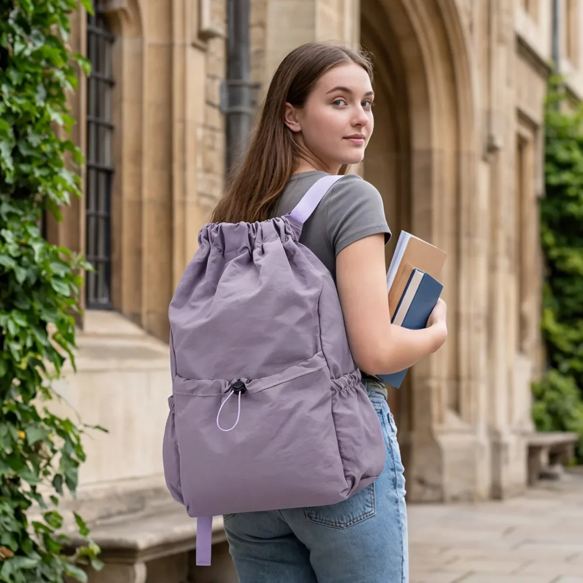 sac à dos pliable à cordon de serrage, grande capacité, imperméable, sac de sport à cordon de serrage, sac de voyage à cordon de serrage, sac de fitness léger