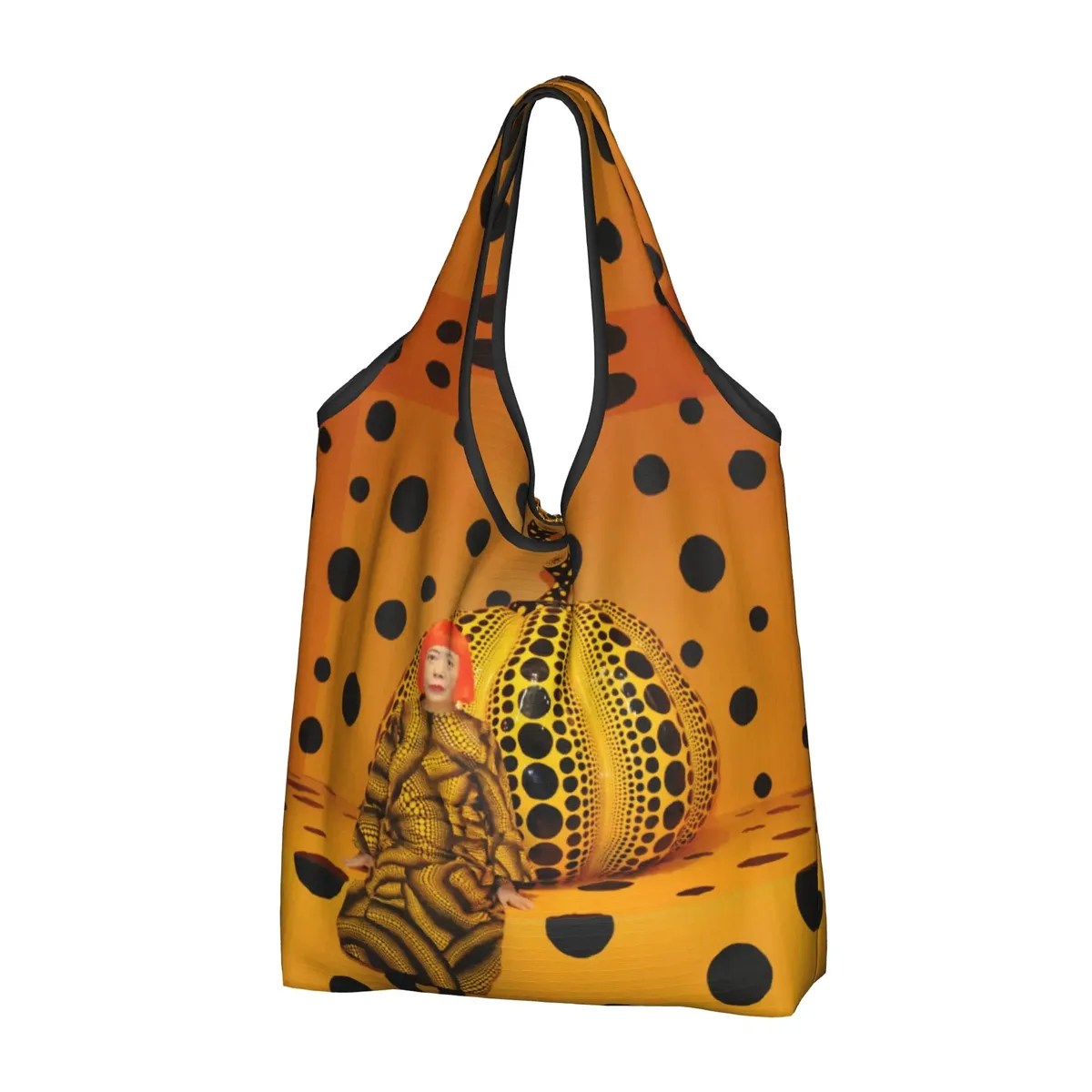 sac de courses abstrait yayoi kusama, sac fourre-tout mignon à bandoulière, grande capacité, sac à main portable à pois