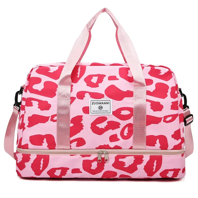 sac de voyage imprimé léopard zèbre pour femme, imperméable, grande taille, bagage, fitness, séparation du support sec, sac de sport, sac de week-end