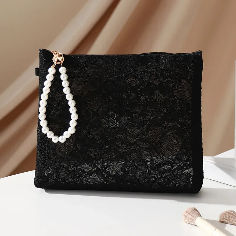 sac à cosmétiques en dentelle douce, pochette de toilette de voyage, étui de rangement, trousse de toilette pour accessoires de maquillage, clés de téléphone, porte-monnaie