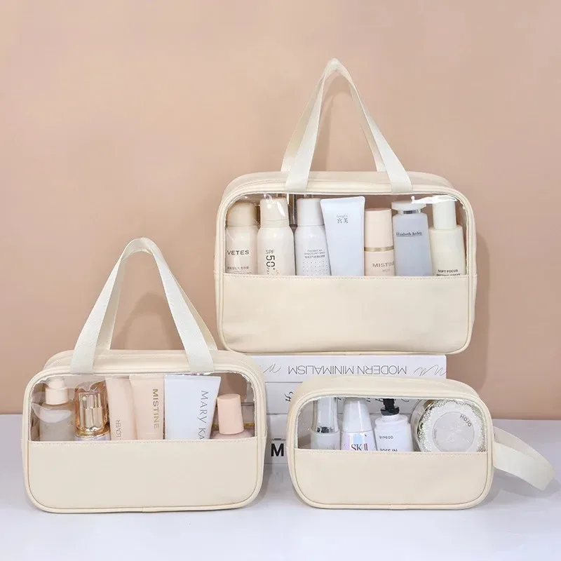 Sac de voyage portable pour cosmétiques, sac de maquillage transparent pour femmes, sacs de toilette de grande capacité, étui de rangement multifonctionnel imperméable