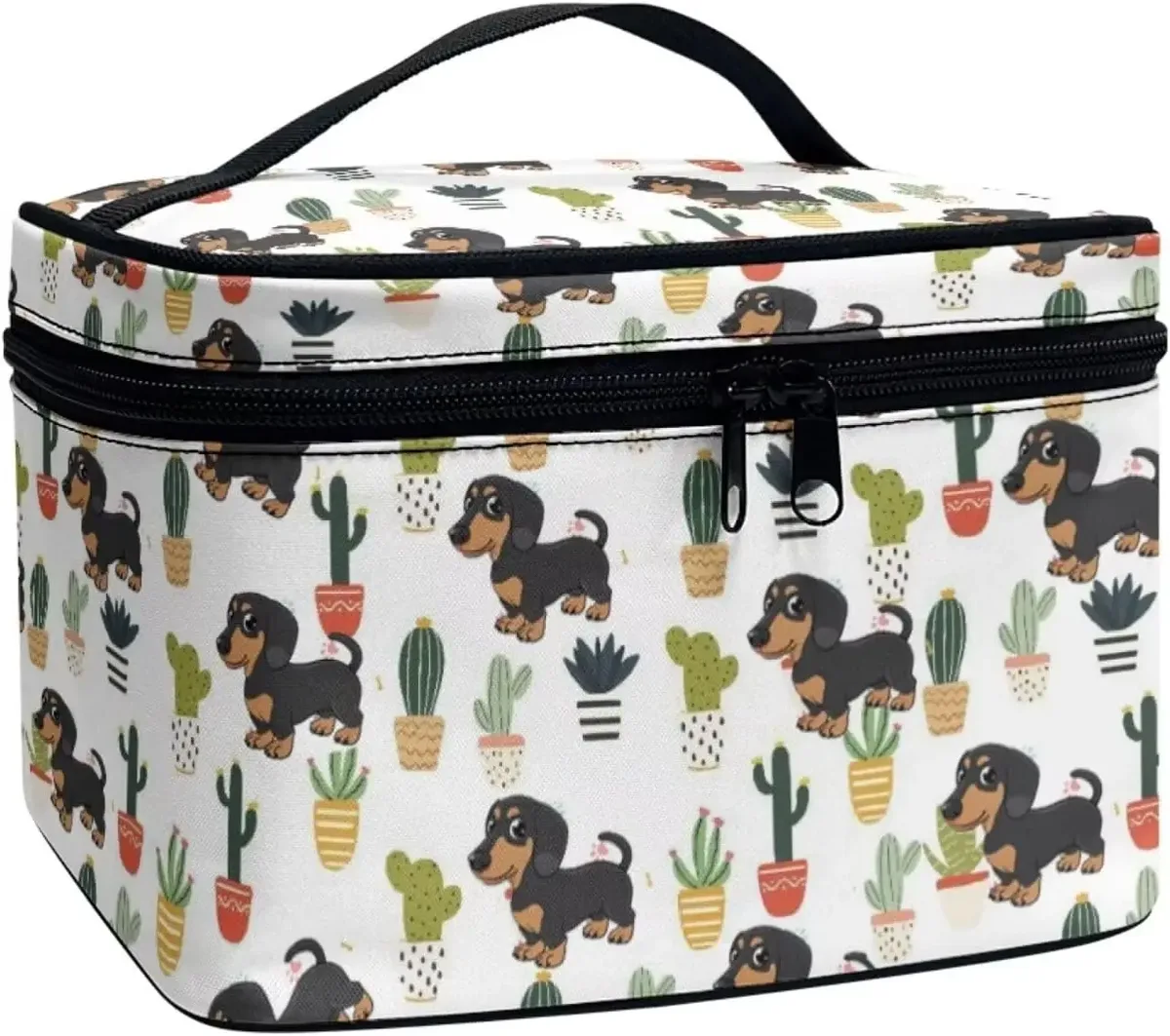 bronwn-trousse de maquillage portable avec fermeture à glissière, sac de toilette, fourre-tout pour cosmétiques, poudres imprimées, rétro, salle plus lente