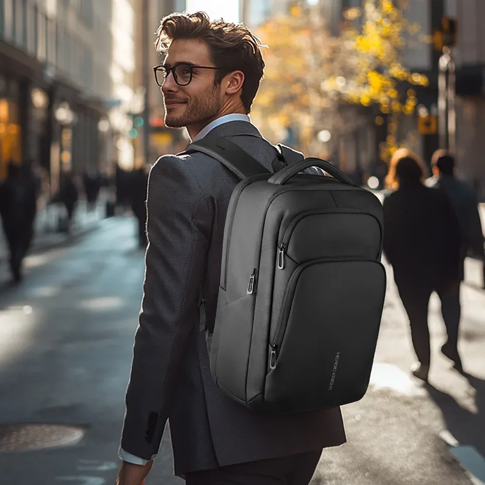 hk sac à dos d'affaires multifonctionnel hommes sac à dos de voyage de grande capacité étanche 17.3 "sac pour ordinateur portable avec usb sac à dos de travail de bureau