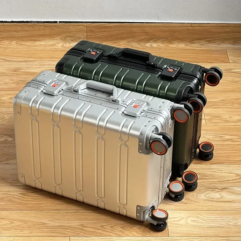 valise de voyage en alliage d'aluminium-magnésium pour hommes, affaires, bagages à roulettes, bagages à roulettes, bagages à roulettes, cabine