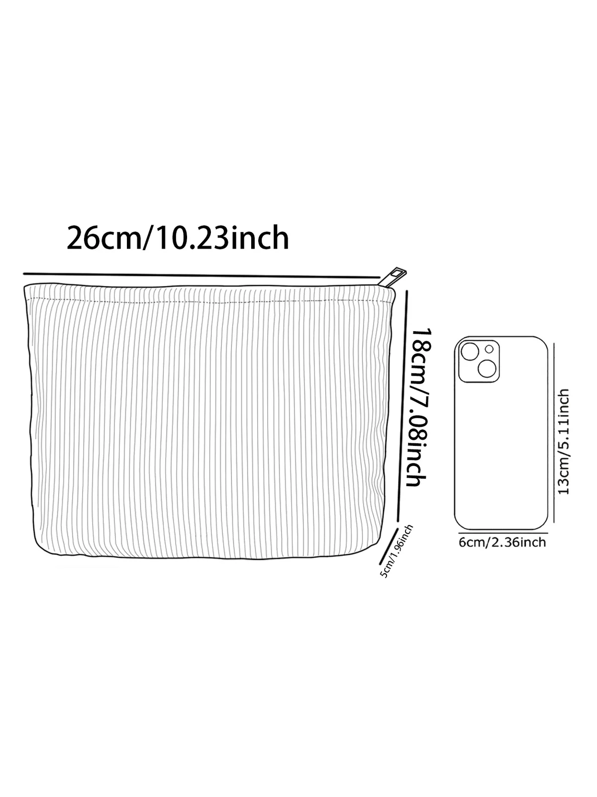 1 trousse de maquillage en velours côtelé à motifs cerises, boîte de rangement de maquillage légère à fermeture éclair, sac multifonctionnel avec doublure