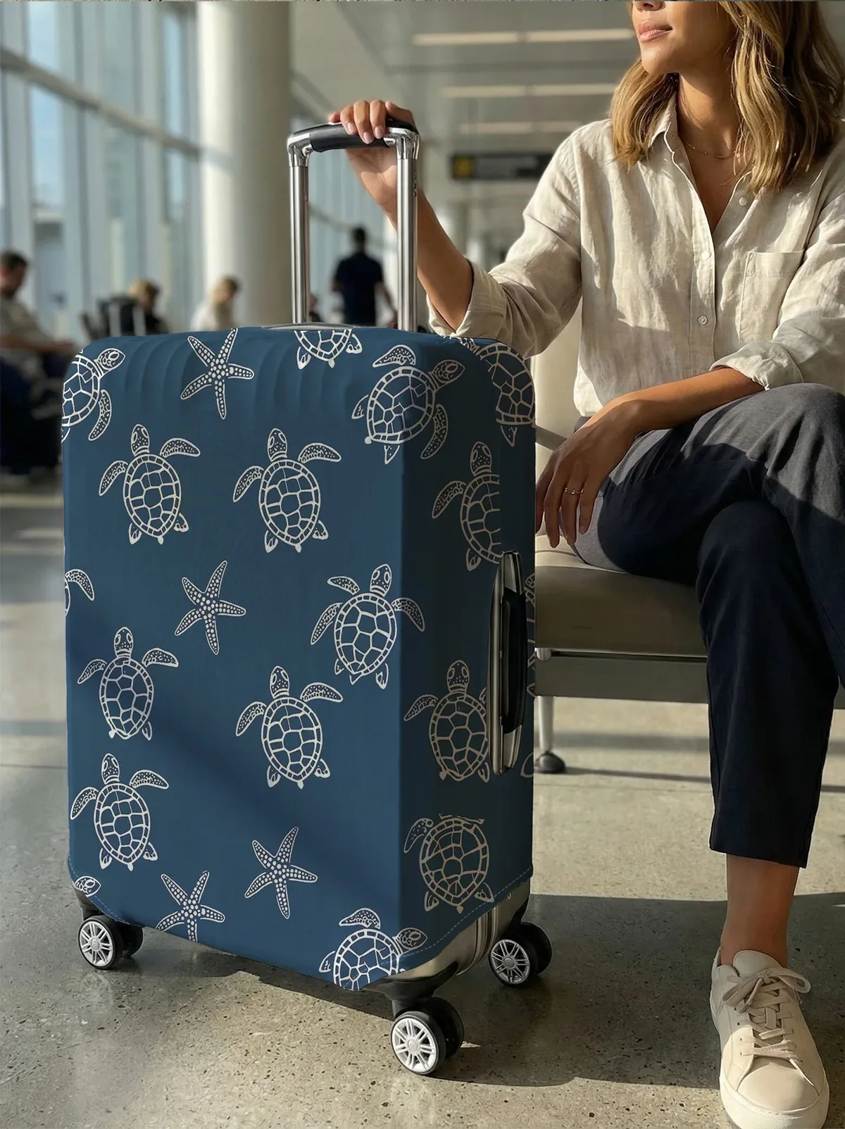 housse de protection pour bagages turtle starfish, adaptée aux bagages de 18 à 32 pouces, protège-poignées de bagages, accessoires de voyage