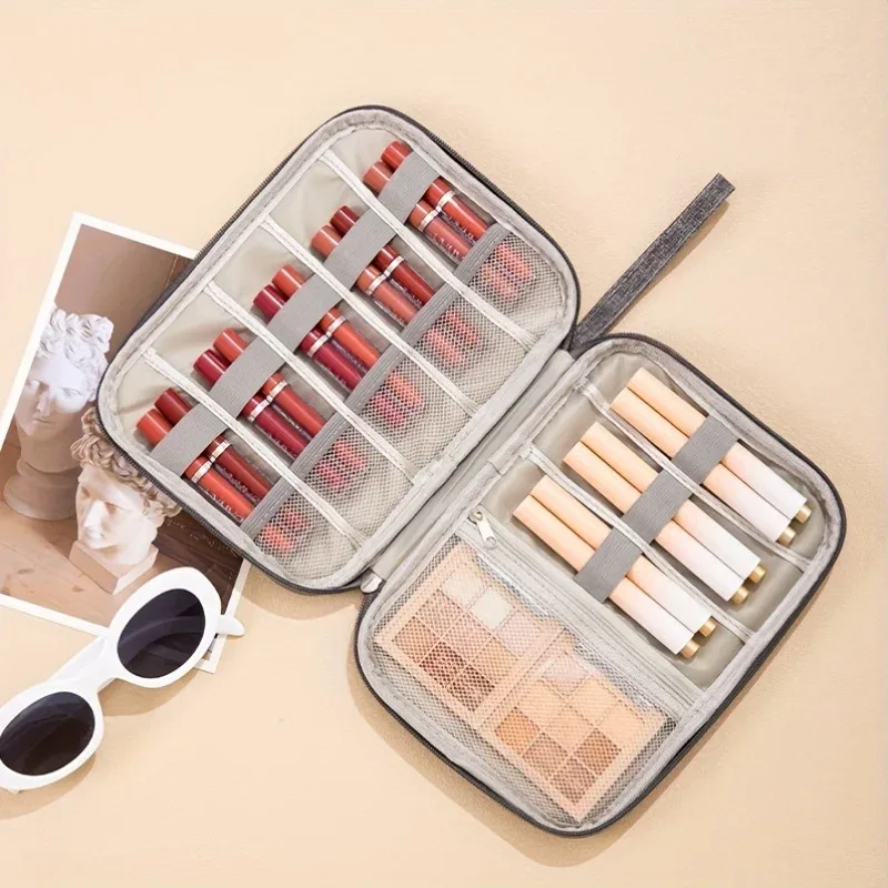 1 sac de rangement pour rouge à lèvres, sac de rangement pour fond de teint et crayon à sourcils, sac de maquillage portable pour voyage