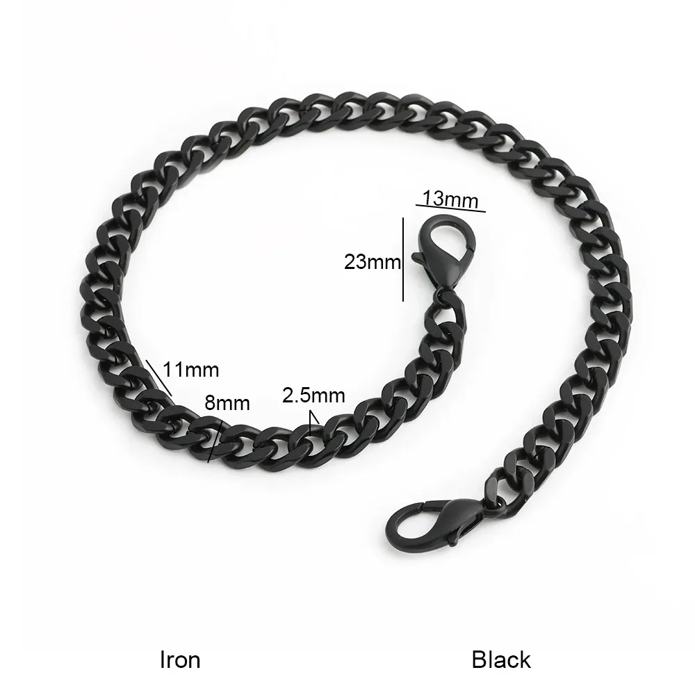 30/60/100/120cm noir mat placage fer plat 12mm léger chaîne sangle pour remplacement sac à main sac à bandoulière sac à main sangles