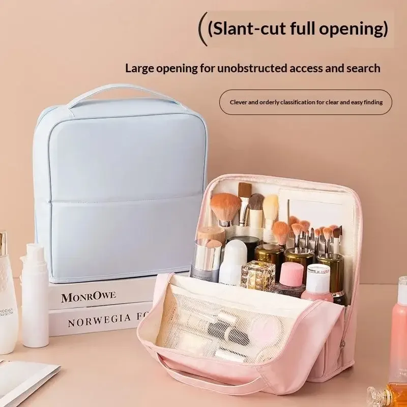 grande trousse de toilette imperméable à grande capacité pour femmes, organiseur de maquillage de voyage