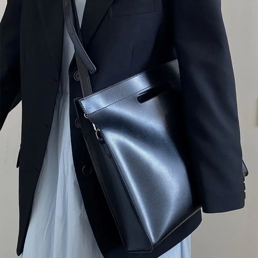 sac fourre-tout décontracté en pu pour documents de bureau, couleur unie, grande capacité, sacoche d'ordinateur, sac à bandoulière, sac à main, sac de voyage