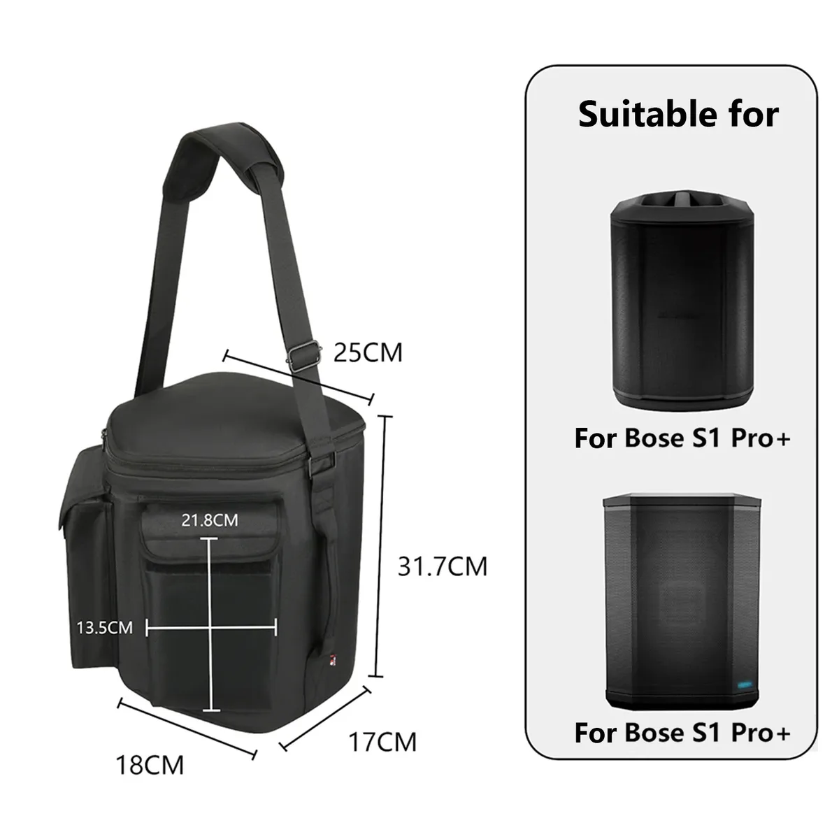 étui de transport de voyage avec poignée, bandoulière et poche pour accessoires, sac de rangement portable, sac à bandoulière pour bose s1 pro+/s1 pro