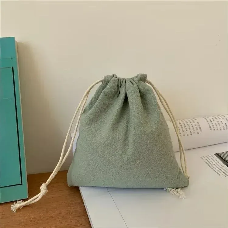 sac à cordon de couleur unie simple japonais pour femmes, pochette de rangement à cordon, sac de maquillage mignon, cadeau de noël, organisateur de bonbons et de bijoux
