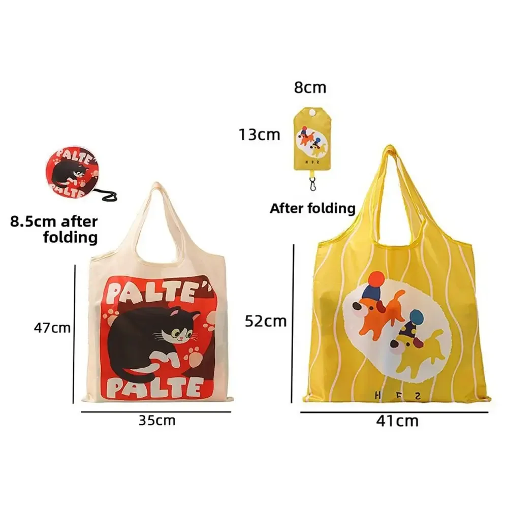 sac de courses à motif d'animaux de dessin animé, léger, grande capacité, écologique, pliable, sac de rangement mignon, utilisation quotidienne