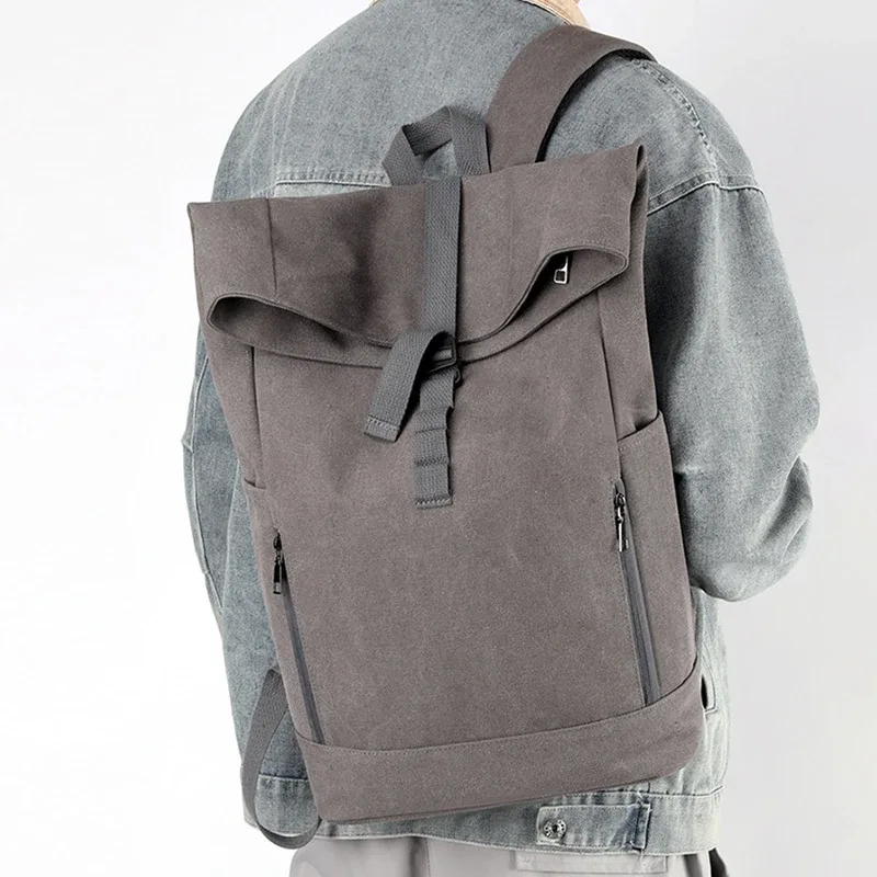 Sac à dos roulant roulé voyage 15,6 pouces ordinateur portable sac à dos d'affaires sac d'école de randonnée en plein air sacs de rangement de bagages de week-end en toile