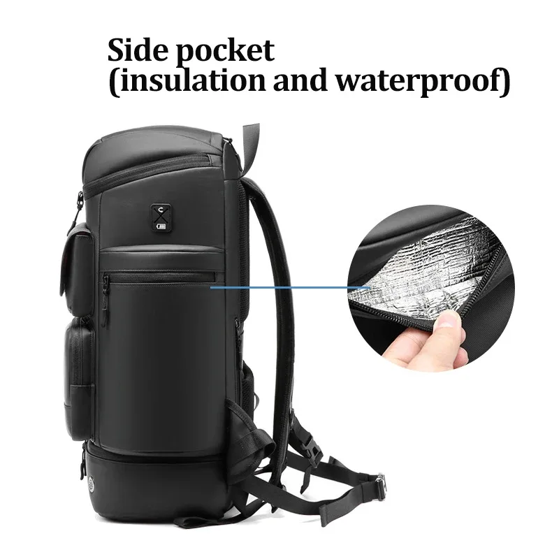 sac à dos de voyage étanche de grande capacité pour hommes, sac d'alpinisme en plein air, sac à dos pour ordinateur portable, sac à dos d'affaires avec sac à chaussures, 50l