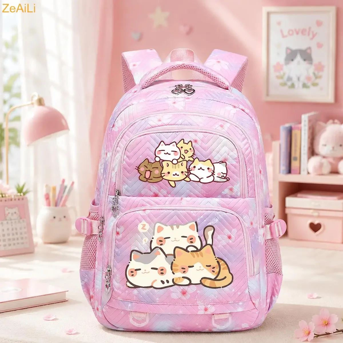 sac à dos imperméable décontracté à thème chat et chien pour femmes, sac de voyage, cartable pour adolescentes, sac à livres, mochila