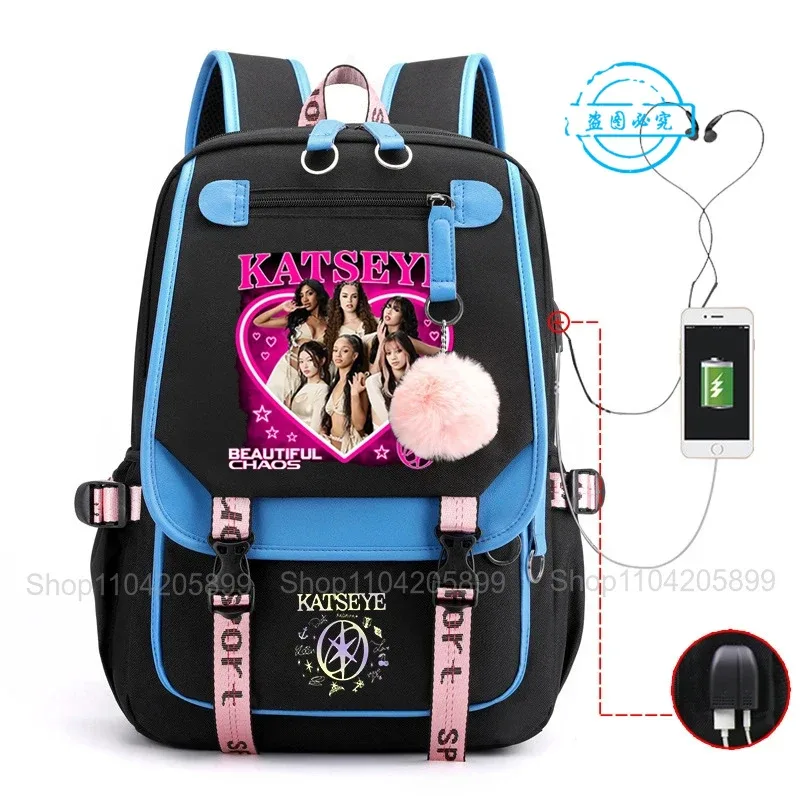 sac à dos katseye kpop mochila pour garçons et filles, sac d'école, sac de voyage quotidien, sac à dos décontracté pour ordinateur portable