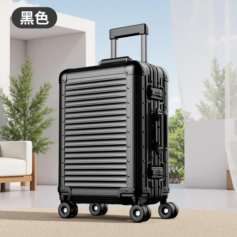valise de voyage en alliage d'aluminium et de magnésium, bagages roulants, chariot de 20/24 pouces, valise d'embarquement de cabine à main, 100%
