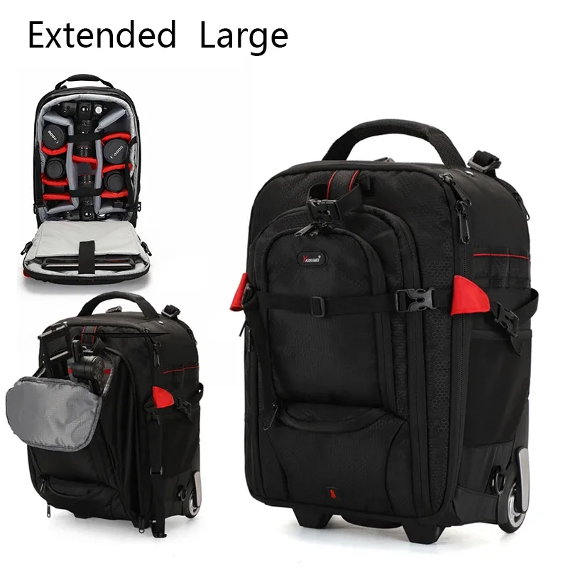 sac à dos photographique à roulettes professionnel, valise de voyage pour appareil photo, sac à dos à roulettes pour appareil photo numérique vidéo