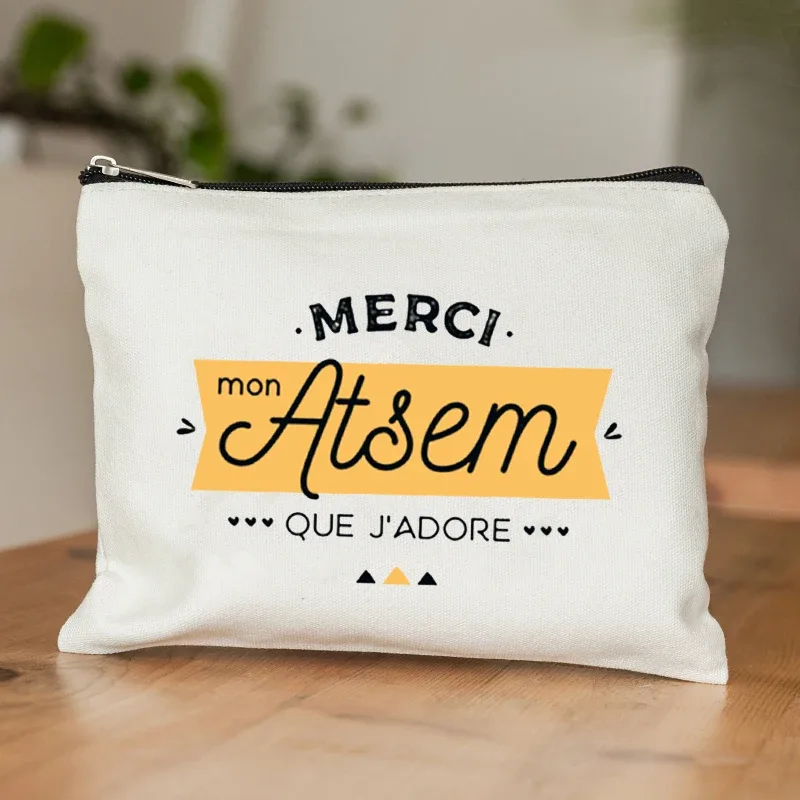 trousse de toilette au design d'appréciation atsem pour l'école française – pochette zippée en polyester durable avec trousse de maquillage inspirée de l'école française