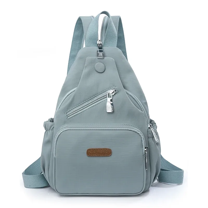 sac de poitrine en nylon imperméable pour femmes, sac à dos à bandoulière à la mode, sac à bandoulière de voyage léger à poche pour un usage quotidien