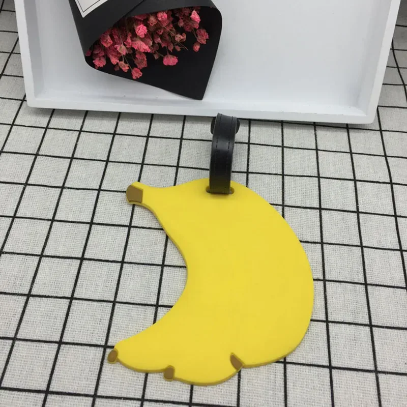 étiquette de bagage en silicone de dessin animé de fruits pour femmes/hommes, porte-adresse d'identification de valise, étiquette d'embarquement, accessoires de voyage portables