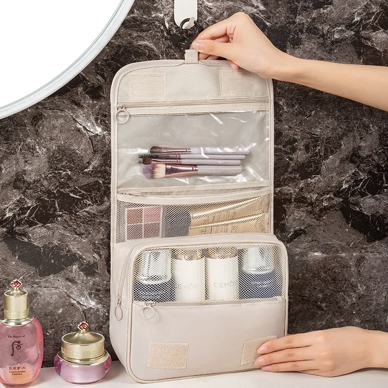 sac de lavage à crochet de voyage multifonctionnel, sac de rangement de cosmétiques