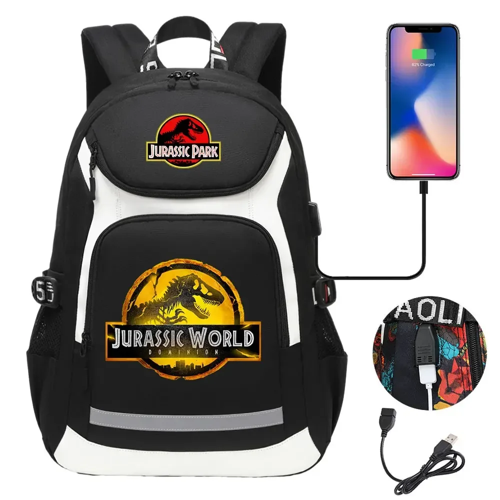 208.assic world park dinosaur school plebags, sacs à dos de voyage pour ordinateur portable, usb, adolescents, femmes, hommes, bol, garçons, enfants