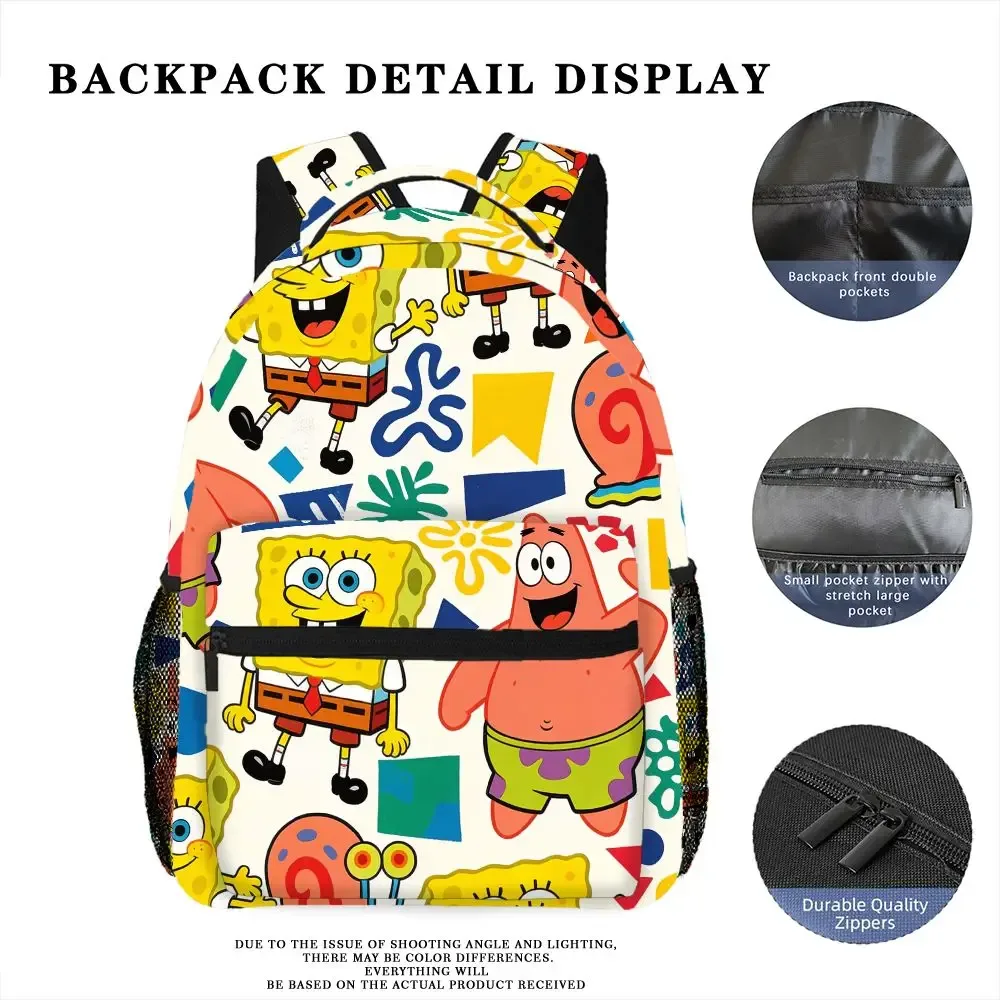 sac à dos imprimé de dessins animés bob l'éponge et patrick star, sac d'école décontracté pour les voyages et l'école