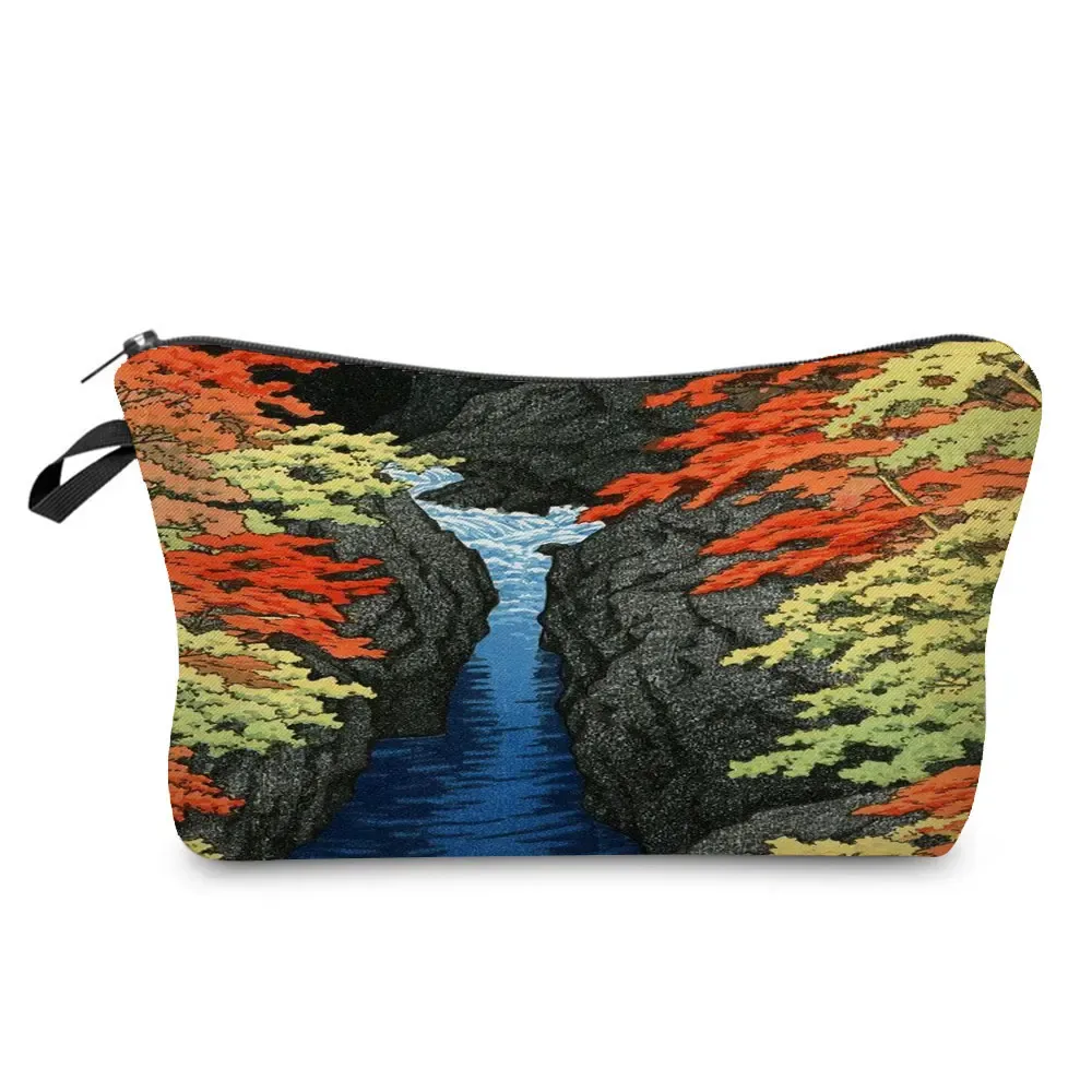 ukiyoe – mini trousse de maquillage pour femmes, design japonais, grue de styliste, trousse de toilette de voyage de plage, trousse à cosmétiques écologique réutilisable