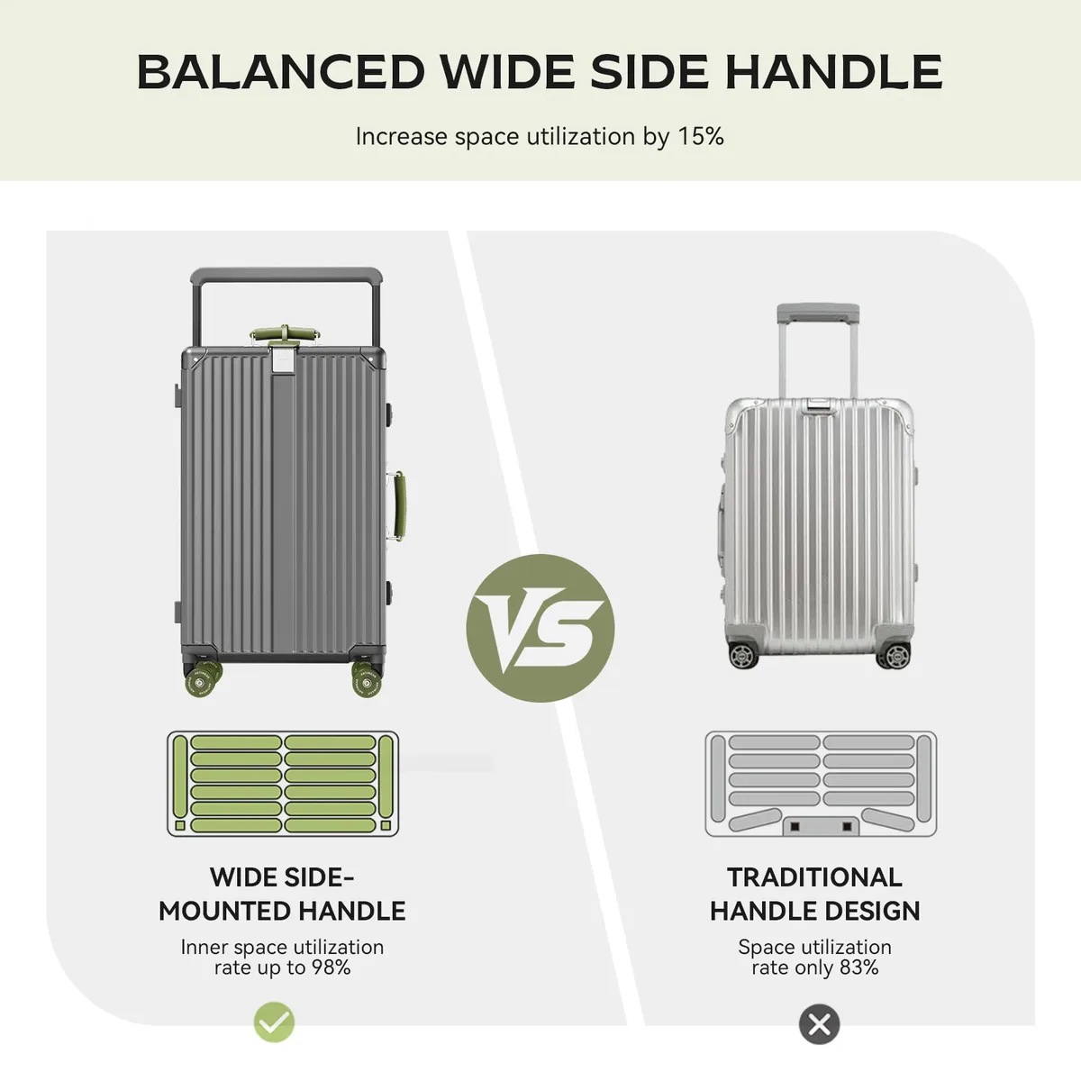 valise trolley rigide grande capacité aiweiny avec serrure tsa 3/7 séparables, roues silencieuses détachables et poignée télescopique large pour voyage