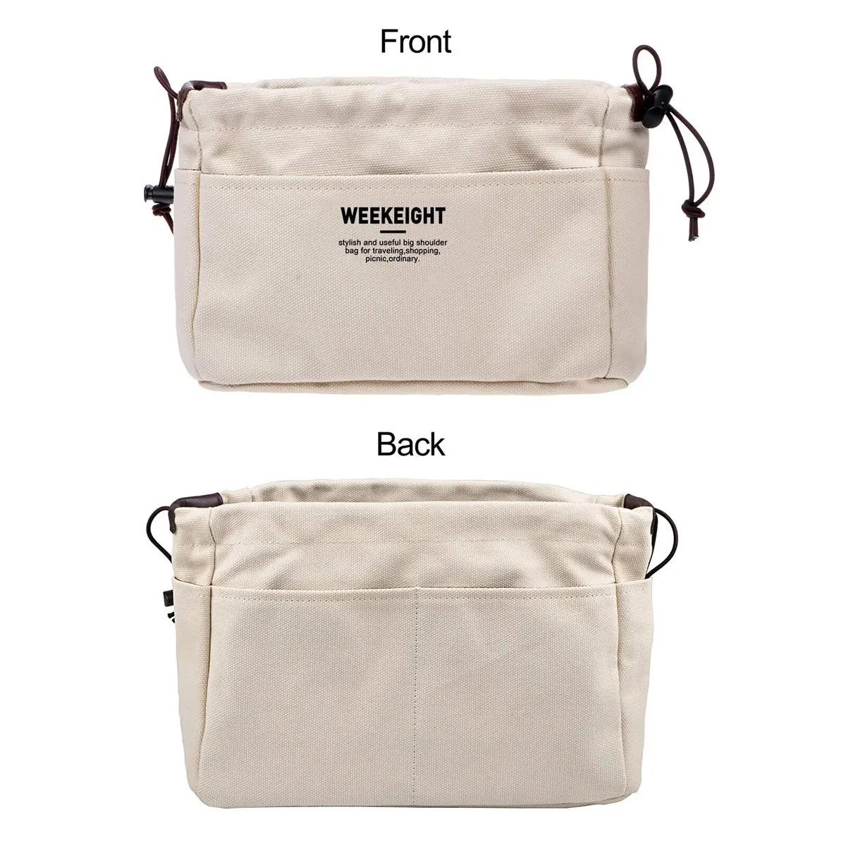 organisateurs de sacs à main en toile, sac de rangement robuste avec fermeture éclair (2 tailles)