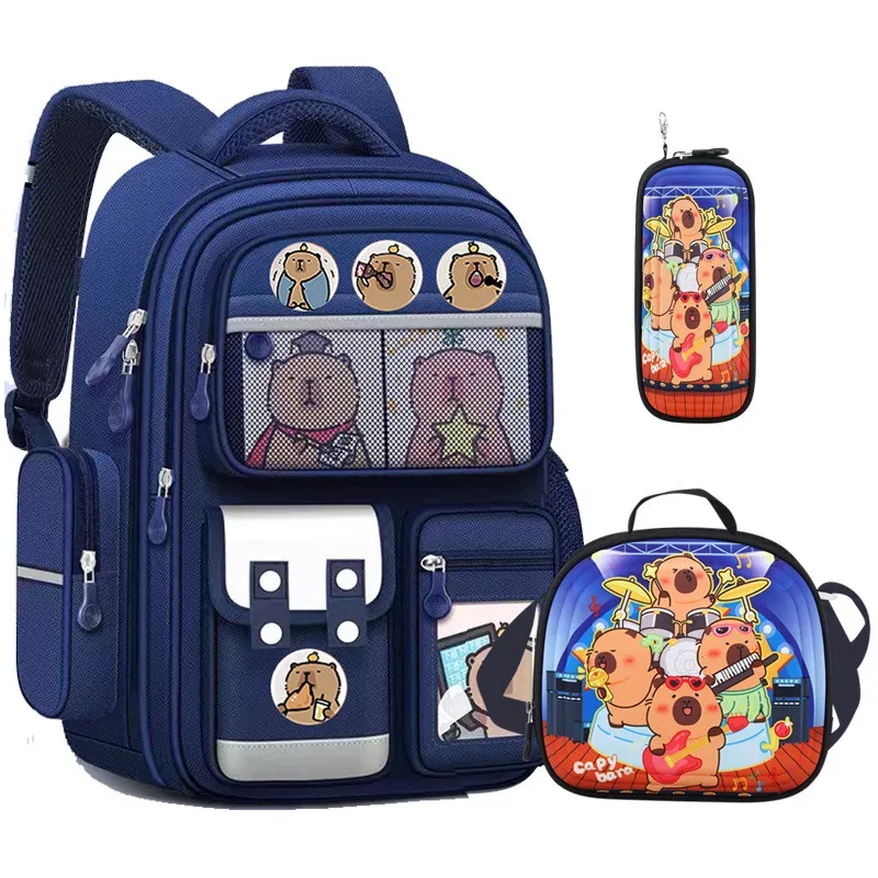 sacs d'école pour enfants capybara, pour garçons et filles, soulagent la charge, protègent la colonne vertébrale, sangles larges, sac à dos scolaire, sac à livres