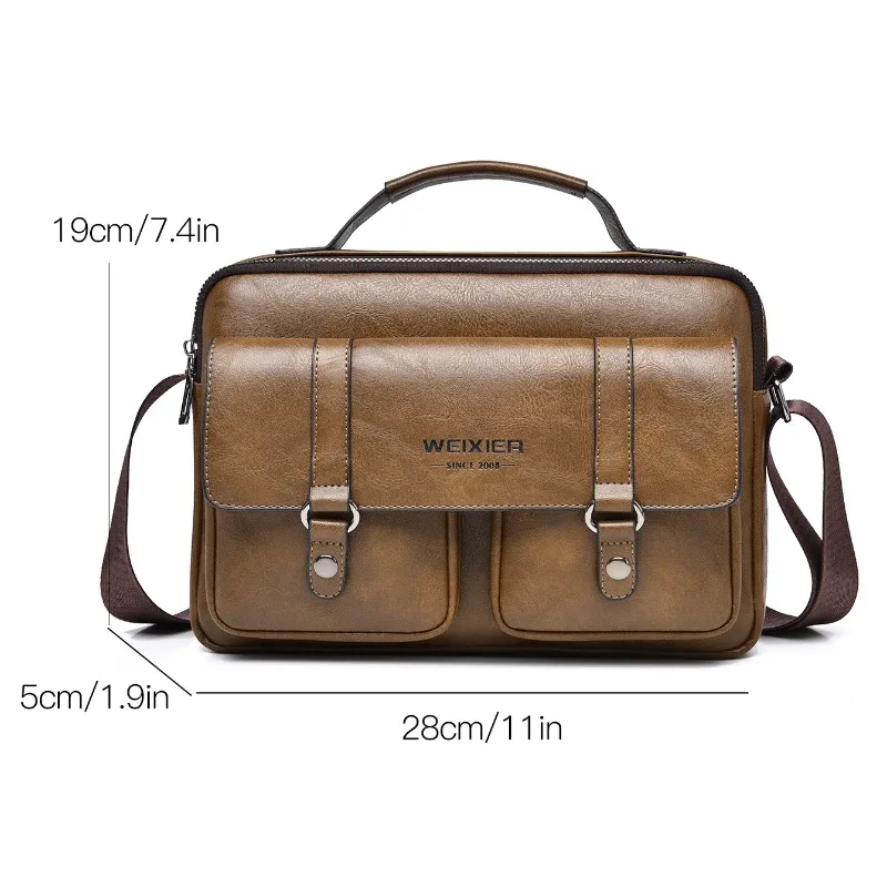 nouveau sac bandoulière pour homme en pu, imperméable, pour ordinateur portable, idéal pour les trajets professionnels, léger