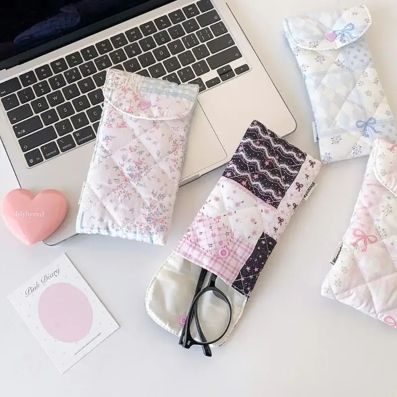 1 pièce trousse à stylos à motif floral et nœud, sac de rangement portable pour lunettes, trousse de maquillage de voyage grande capacité, pour étudiants et jeunes filles, cadeau